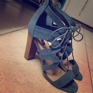 Denim healed sandal